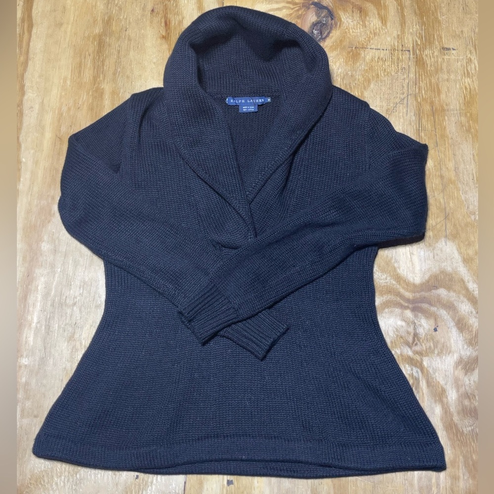 Ralph Lauren sweater women medium blue knit long sleeve g9